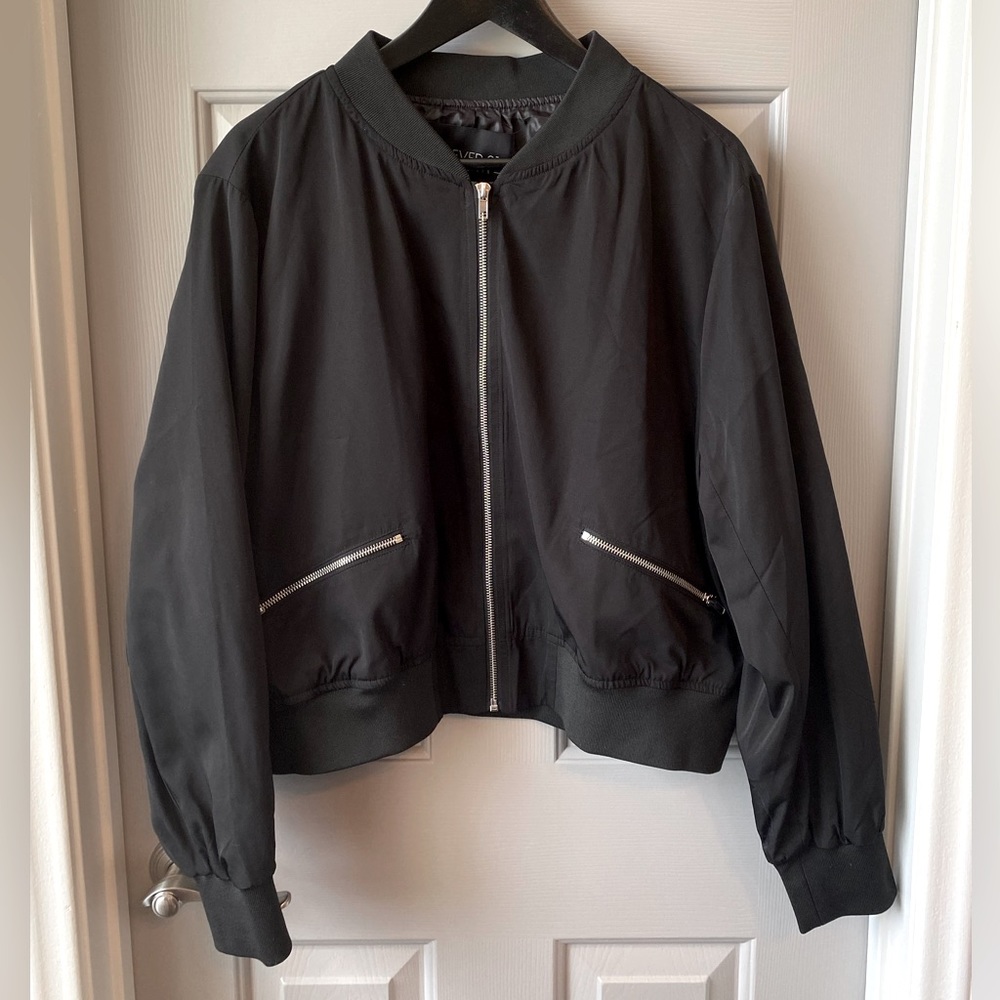 FOREVER 21 Plus Sizes Black Bomber Jacket SZ 3X XXXL